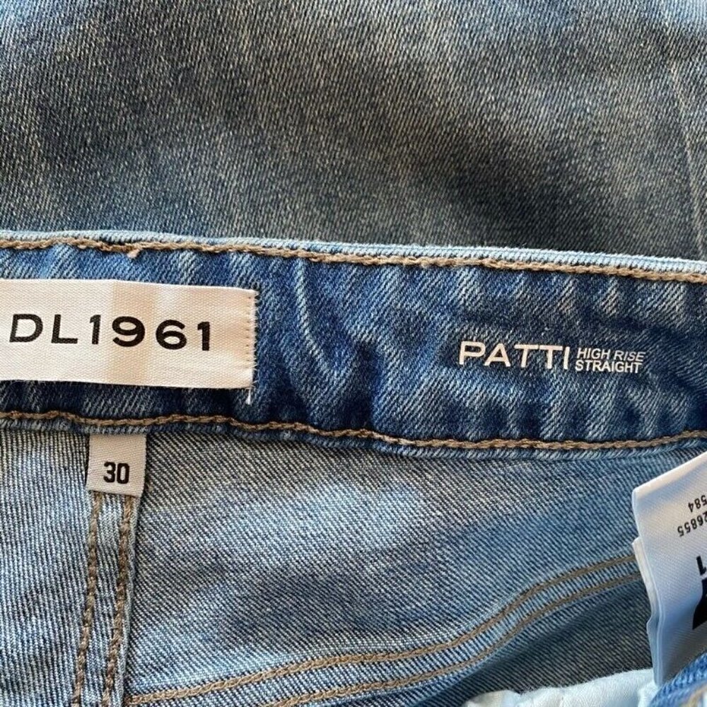 DL1961 Womens Patti Crop Straight Leg Jeans Blue Button Fly Stretch Denim 30 New - Picture 9 of 10